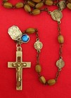 Vintage Mary Lourdes Rosary Brown Beads Lourdes Crucifix Medals French Catholic