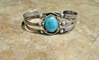 Larger Authentic Old Pawn Navajo Sterling Silver Turquoise Cabochon Bracelet