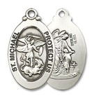 Sterling Silver St Saint Michael The Archangel Medal Pendant Necklace W  Chain
