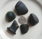 Black Pirate Sea Glass  5 Xl Thick Old Pieces  Genuine Surf Tumbled  Nyc Beach