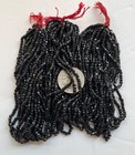 Exquisite Black Vintage Antique Czech Facet Glass Seed Beads Three Mini Hanks