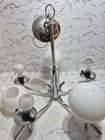 Mcm Chrome Opaline Sciolari Style Chandelier 5 Globe Space Age Atomic Sputnik