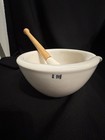 Vintage Coors Usa Apothecary Porcelain Mortar And Wood Handle Pestle Pharmacy