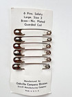 Nos Vntg Oakville Safety Pins Size 3 Large Brass Nickel Plated Guarded Coil Usa