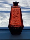 Vintage Red Glass Wheaton Coffin Shaped Poison Bottle W  Skull   Crossbones- Euc