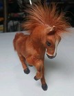 Horse Brown Beauty Vintage Life Like   Collectible W real Brown Fur Hair 5  X 6 
