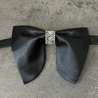 Oversized Black Satin Bling Rhinestones Bow Tie Vintage Style 70 s Wedding Prom