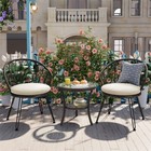 Outdoor Leisure Set 2 Rattan Single Chairs With A Glass Round Table For Patios