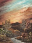 Impressionist Oil Painting River Landscape Sunset Signed
