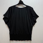 Style   Co Womens Black Floral Smocked Waist Dolman Top S Rhinestone Whimsigoth