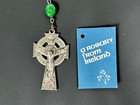 Vintage Rosary Beads Green Glass Shamrock 25    Handmade Republic Of Ireland