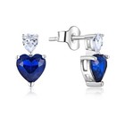 925s Silver Blue Heart Pendant Necklace And Earrings Set For Women girls