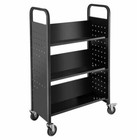 School Rolling Cart For Books With Shelves Wheels Metal Steel Office Classroom 