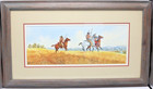 Western Artist Ron Stewart  b 1941  Watercolor    sighting Trouble    