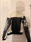 Man Official Racing Bomber Jacket Black White Embroidered Logo Men