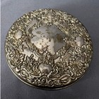 Vintage Glass Vanity Powder Container Silver Plated Lid