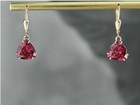 4ct Trillion Pink Tourmaline Drop dangle Earrings 14k Yellow Gold Silver Plated