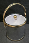 Vintage Mid Century Modern Mcm Silver Gold Tone Plastic Ice Bucket W  Handle