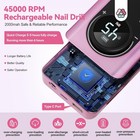 Rechargeable Electric Nail Drill Machine 45000rpm Portable Low Noise Sander File