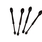 Vintage Wooden Lace Bobbins Set Of 4 Dark Brown Turned Wood Lacemaking 4 Inch