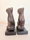 Cat Bookends Set 2 Vintage Bronze Finish Metal Resin Kitty Figurines