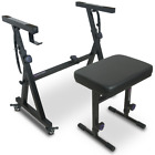 Liquid Stands Z-style Black Keyboard Stand W  Wheels   Piano Bench Set