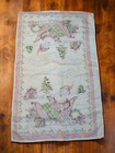 Vintage Christmas Tea Towel Linen Dish Cloth Santa Claus Sleigh 50 s 15x27 