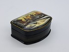 Fedoskino Russian Box Vintage Lacquer Miniature Trinker Casket Handmade In 90s