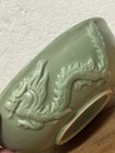 Vintage Antique Chinese Celadon 7    Bowl Dragon Embossed Very Nice