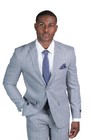 Slim Fit 2 Button Mens Blazer Pinstripe Grey Purple Line Notch Lapel Jacket Azar