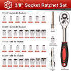 34 Pieces 3 8 Inch Drive Socket Ratchet Wrench Set  With Socket Set Metric sae