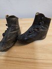 Antique Leather Baby Shoes Or Bisque Doll 4 1 2    Black 5 Button Marked Ziegler