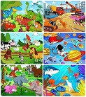 Puzzles For Kids Ages 4-8  6 Pack Wooden Jigsaw Puzzles 60 Pieces Preschool 