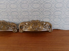 2 Vintage Antique Ornate Victorian Pressed Stamped Cast Iron Metal Drawer Pulls