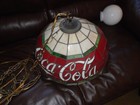 Coca Cola Tiffany Style Stained Glass Chandelier   Real Leaded Glass 8lbs