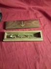 Beautiful Marbled Wood Nautical Trinket Box W  Brass Anchor Emblem Made In India