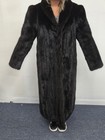Vintage 70 s Genuine Ranch Mink Fur Coat Womens M Black Full Length Satin Lined