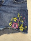 Cat   Jack Girls Blue Denim Cut-off Shorts Floral Embroidery Size 5-6 Years