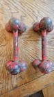 Ultra Rare Strongman Act carnival Globe Dumbbells  Unusual Design 1930s