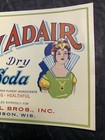 Lady Adair Lime Soda Label Pretty Lady Madison Wisconsin Hommel Bros  1920s