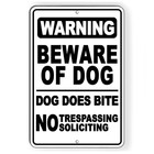 Sign Beware Of Dog No Trespassing Metal Warning Dog Bites Dog On Premises  decal