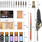 Calligraphy Quill Pen Ink Set Feather Dip Pen 12 Nibs 5 Ink Letter Kit Gift Set