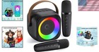 Mini Bluetooth Karaoke Machine With 2 Microphones   Colorful Lights For Fun