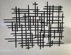 Vintage 3d Art Mid Century Modern Linear Rectangular Large Metal Wall Decoration