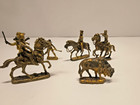 Vintage Solid Brass Miniature Figurine Lot     Wild West Cowboys  Cavalry  Buffalo