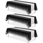 3pcs Black And Silver Tablecloth Party Decorations plastic 3 Pack Black Silver