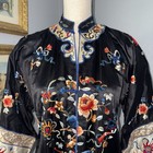 Early mid Century Chinese Silk Embroidered Robe Floral Kimono Style Lined