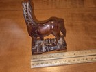 Hand Carved Box Wood Chinese Horse Red Figurine With Crazy Eyes Vintage