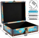 Vintage Wood And Leather Treasure Chest Box With Lid And Lock - 10 6   8 3   3 7
