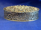 Vtg 800 Silver Floral Trinket Box 64 7g Pill Jewelry Case Repousse Hinged Lid